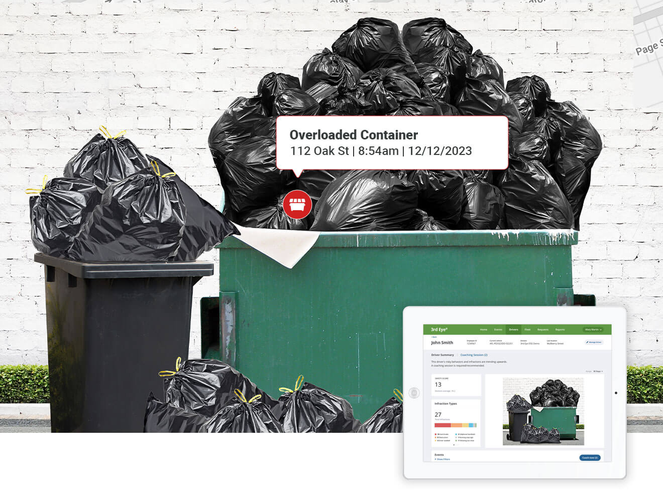 Overloaded dumpster detection software for garbage trucks