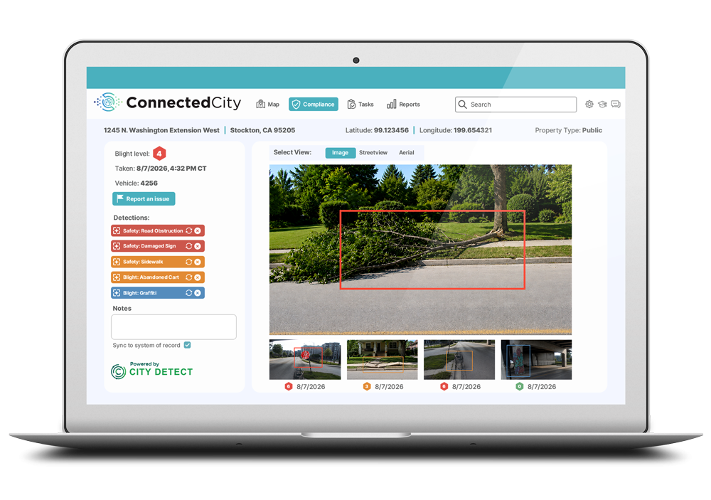 Connected City smart city ai cameras and software for garbage trucks