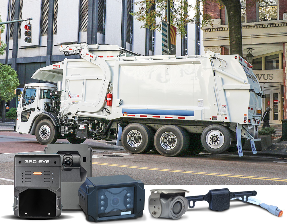 Cameras for garbage trucks, trash truck camera systems